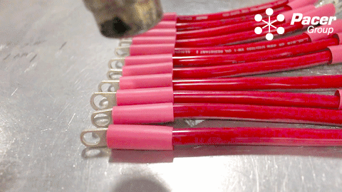 Battery cable assemblies are covered with epoxy lined heat shrink