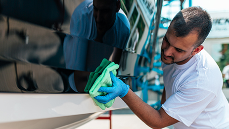 cleaning a boat