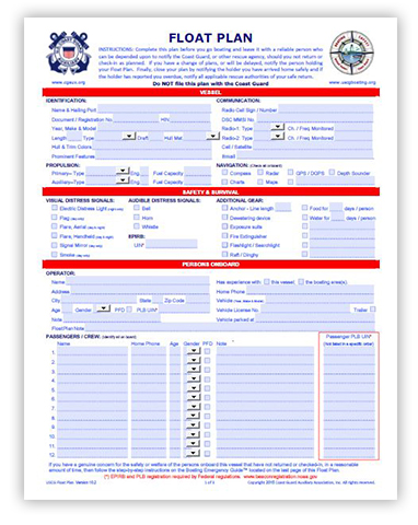 Sample float plan